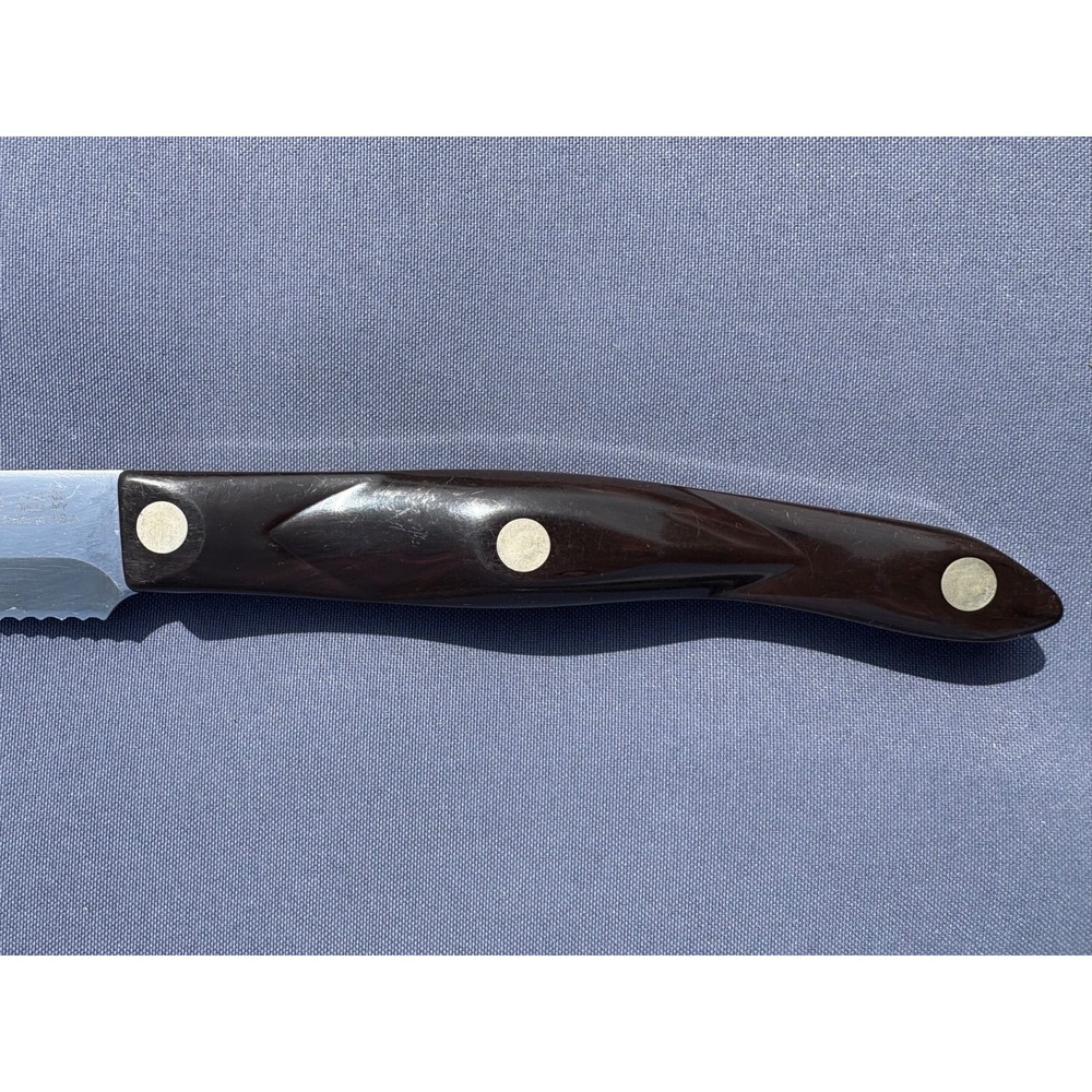 CUTCO 3721 KK Santoku Style Trimmer Serrated Knife Classic Brown Handle - Picture 2 of 5